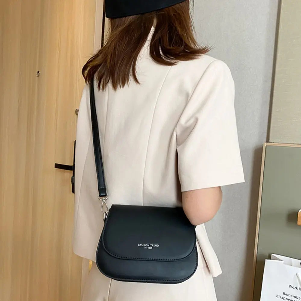Trendy Solid Color PU Leather Crossbody Bag