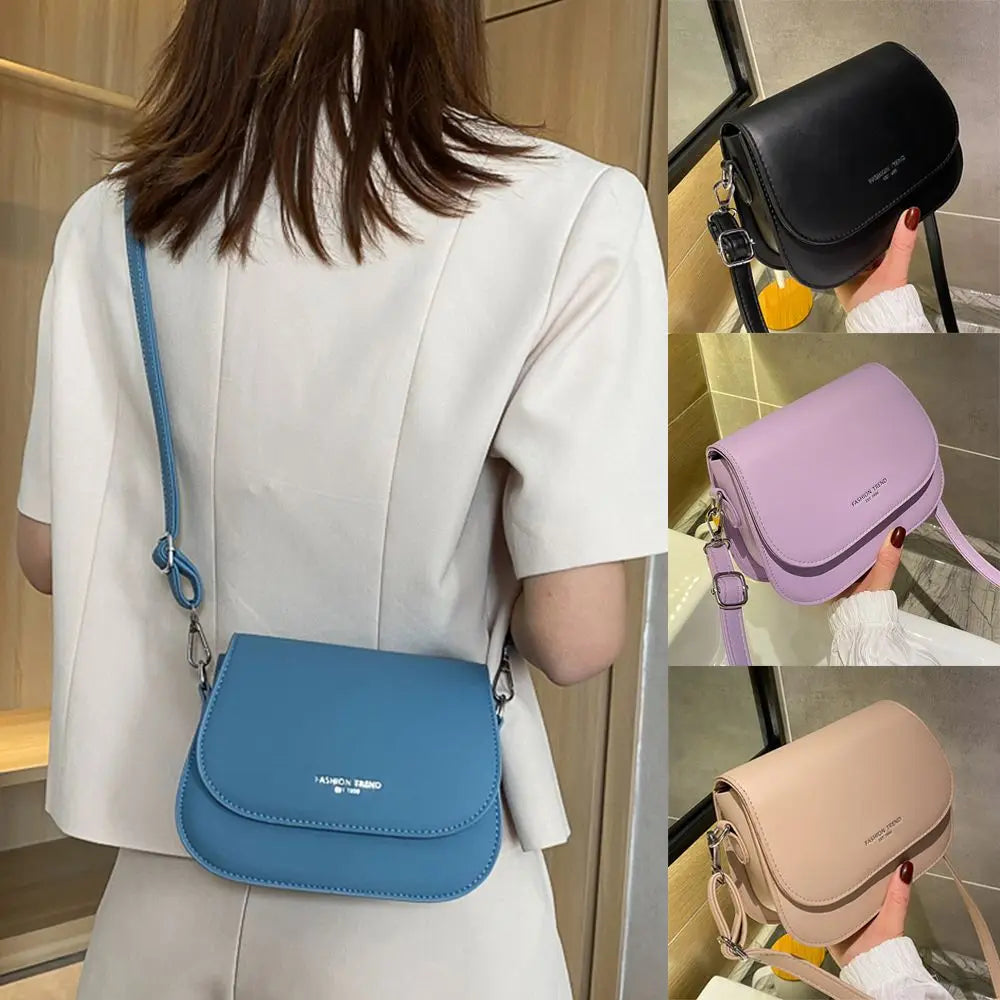 Trendy Solid Color PU Leather Crossbody Bag