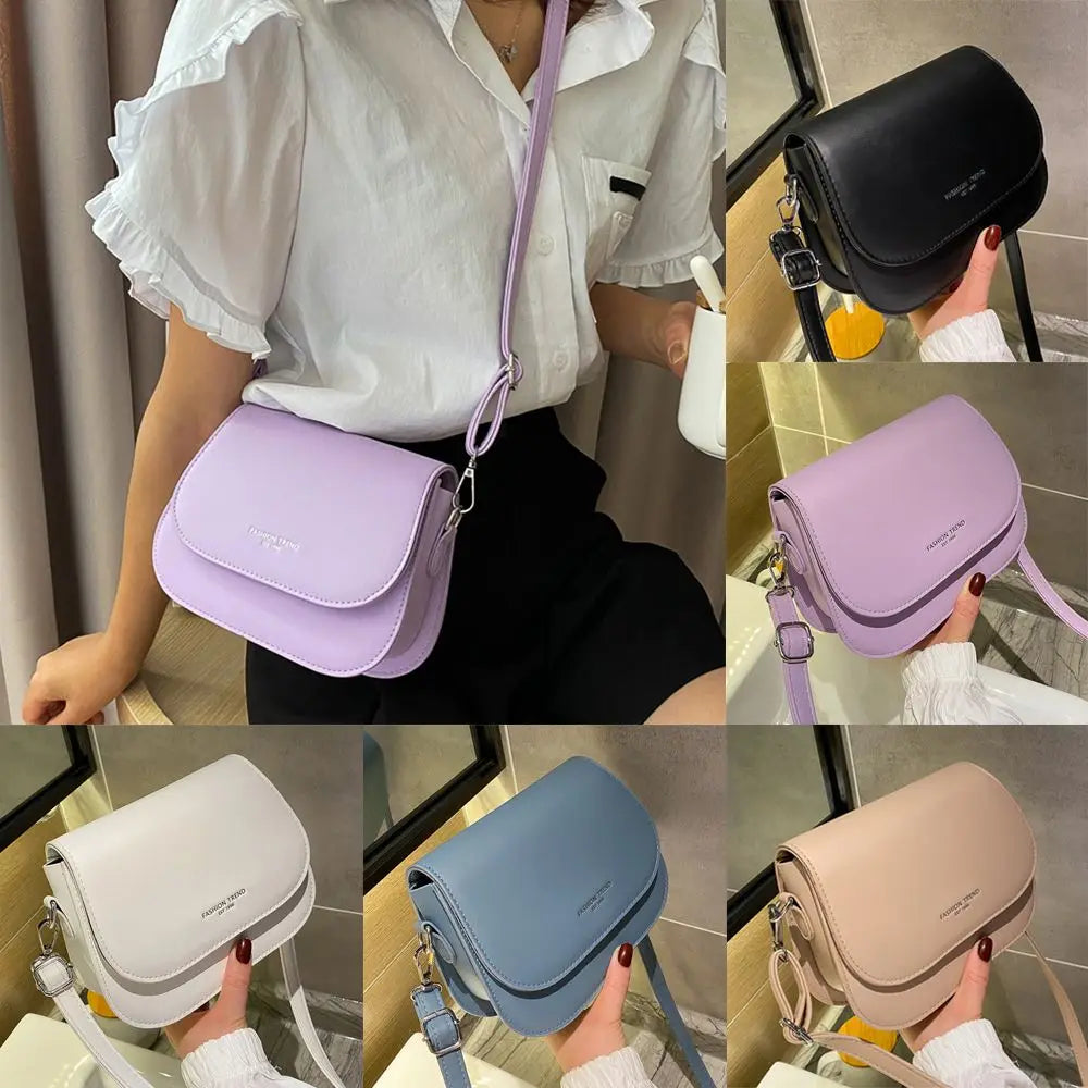 Trendy Solid Color PU Leather Crossbody Bag