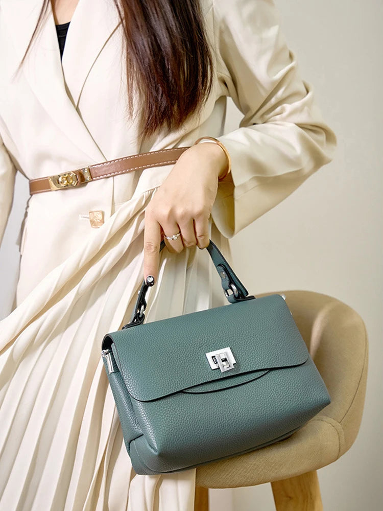 Zency Women's Genuine Leather Top-Handle Bag Simple