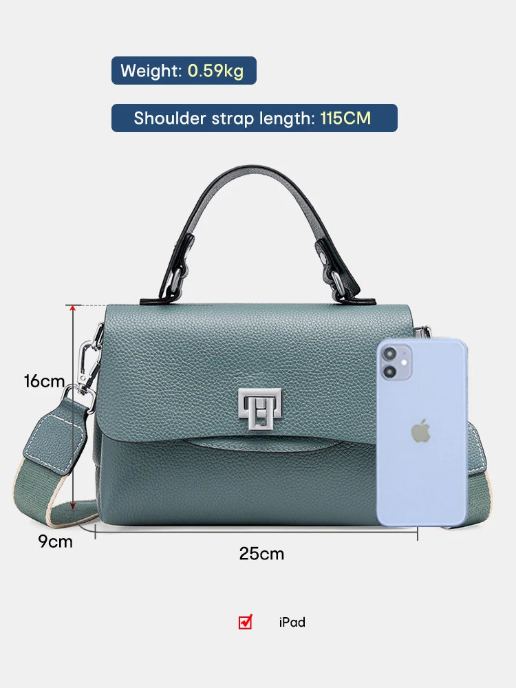 Zency Women's Genuine Leather Top-Handle Bag Simple